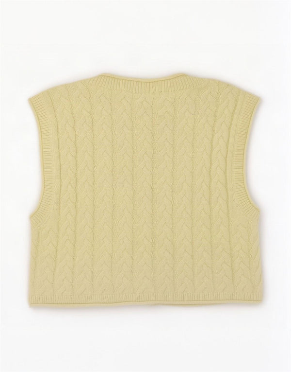 Zara Womens Crop Vest Débardeur UK 10 Petit Coton Jaune