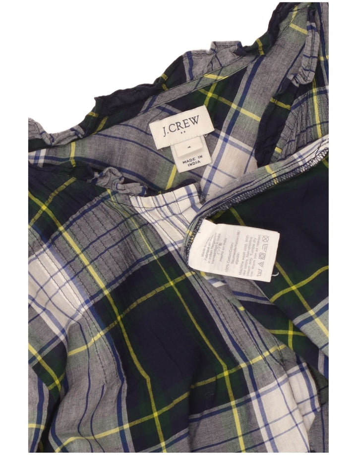 J. CREW Chemisier pull-over pour femme US 4, petit coton à carreaux bleu marine