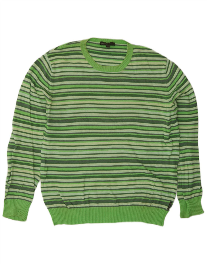 Henry Cottons Pull col rond homme rayé vert moyen