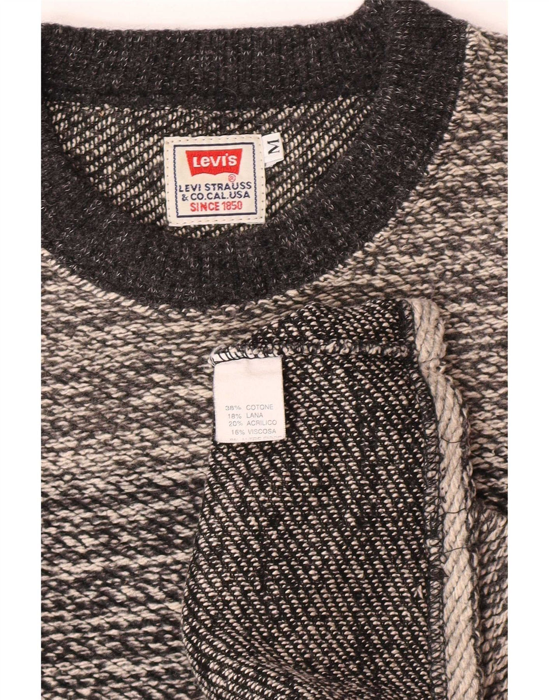 Levi's Pull Ras du Cou Homme Gris Moyen Rayé Coton