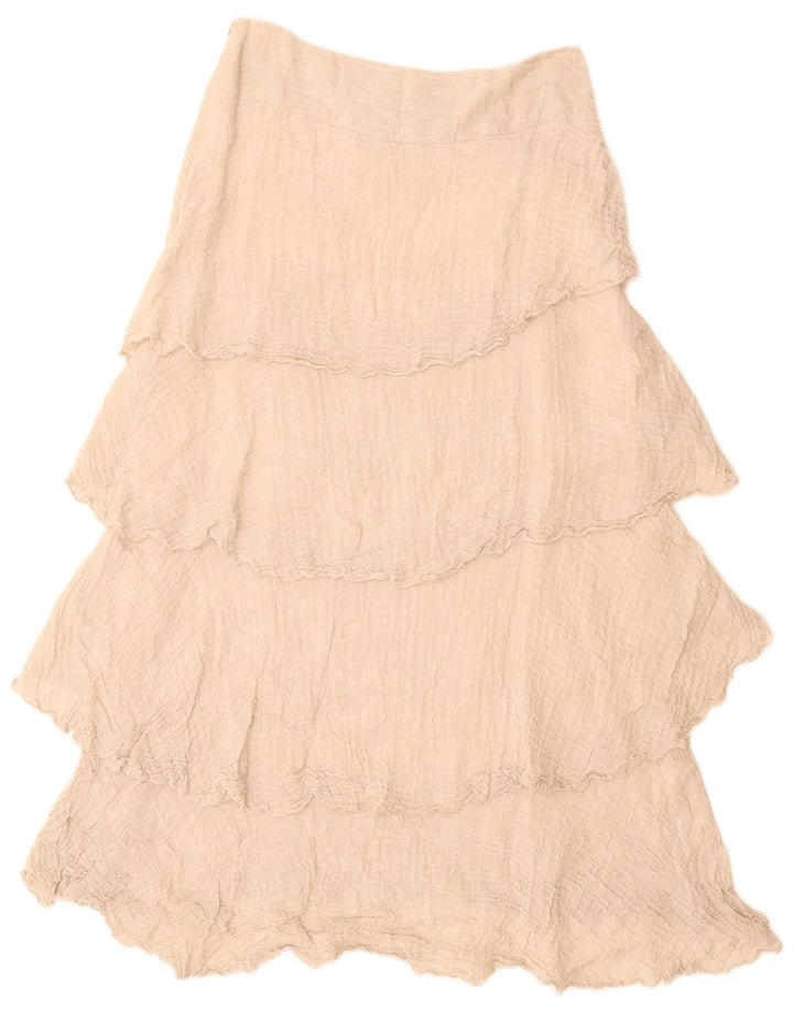 VINTAGE Jupe taille haute à volants pour femme W28 Beige moyen