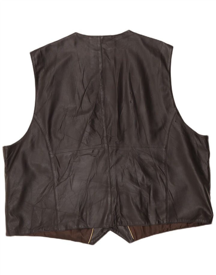 gilet en cuir homme vintage 2XL Cuir marron