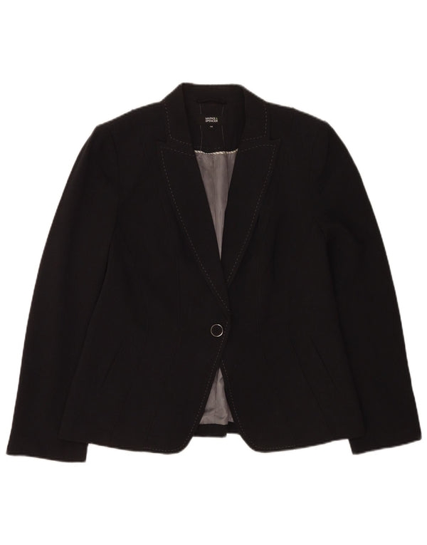 Marks & Spencer Veste blazer à 1 bouton pour femme UK 14 Large Noir Polyester