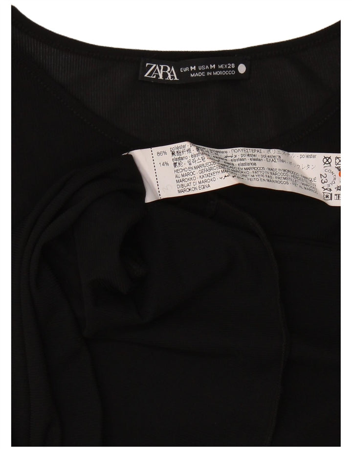 Zara Femme Top Manches Longues UK 44 Medium Noir Polyester