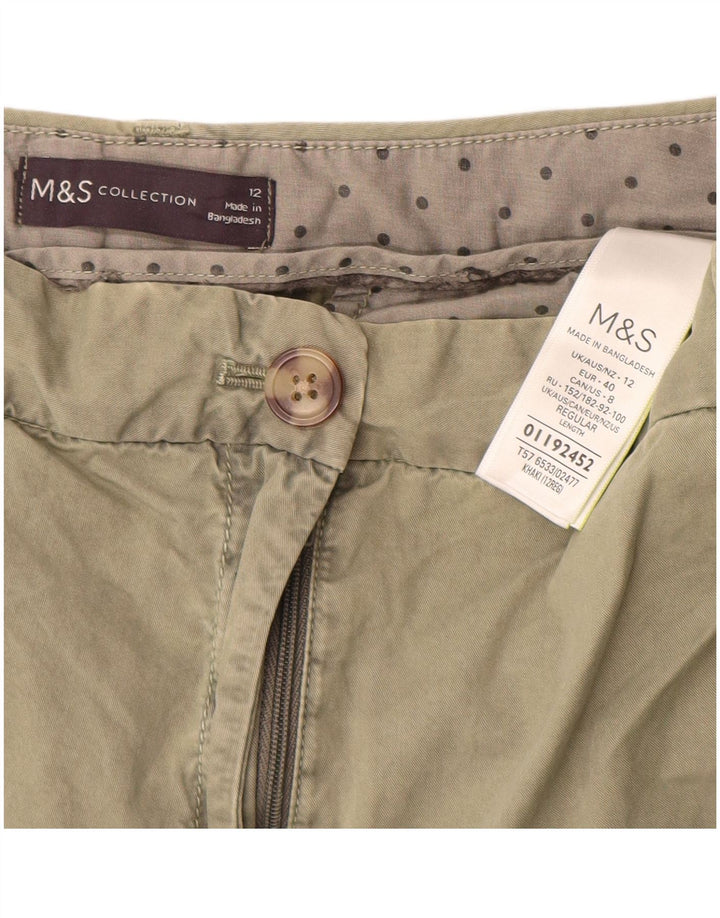 MARKS & SPENCER Pantalon Chino Slim Femme UK 12 Moyen W30 L28 Kaki