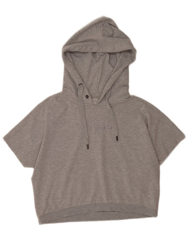 Guess Pull à capuche graphique surdimensionné pour femme UK 16 Large Gris Moucheté