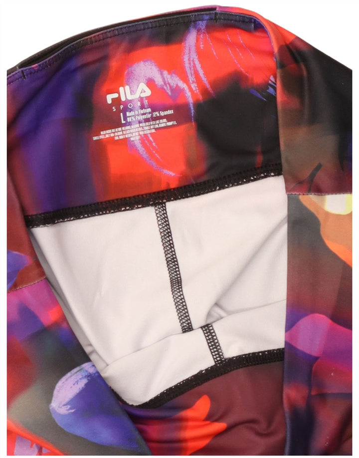 FILA Legging Capri Femme UK 44 Grand Polyester Floral Multicolore