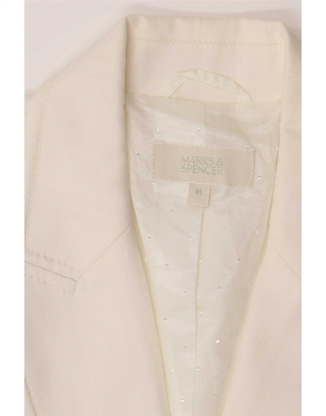 Marks & Spencer Veste blazer à 2 boutons pour femme UK 14 Polyester blanc moyen