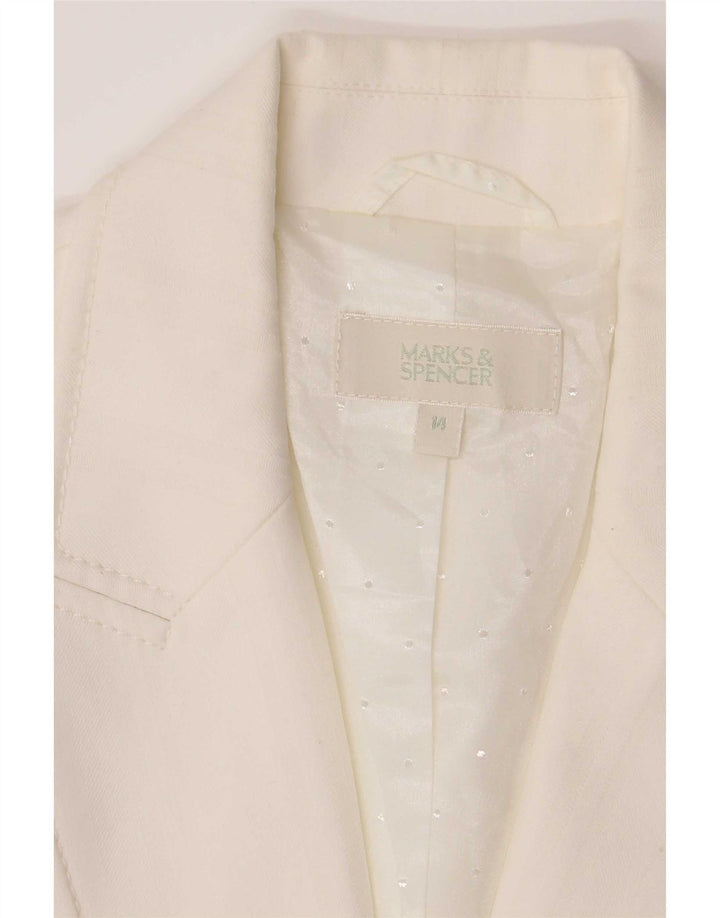 Marks & Spencer Veste blazer à 2 boutons pour femme UK 14 Polyester blanc moyen