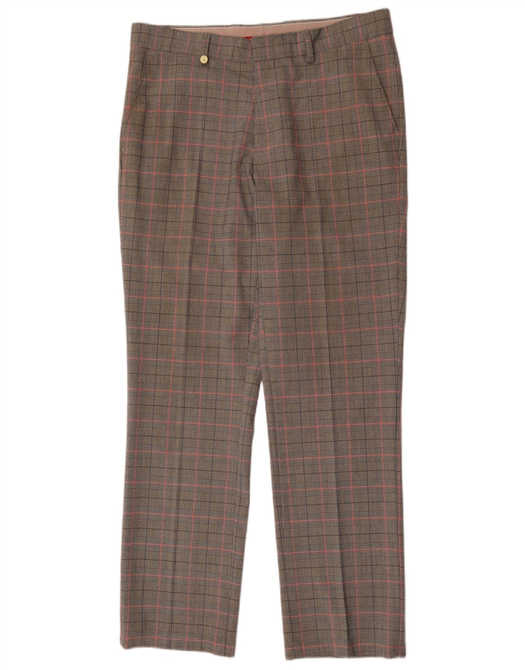 Golfino Pantalon de Costume Droit Homme W34 L31 Gris Carreaux Polyester