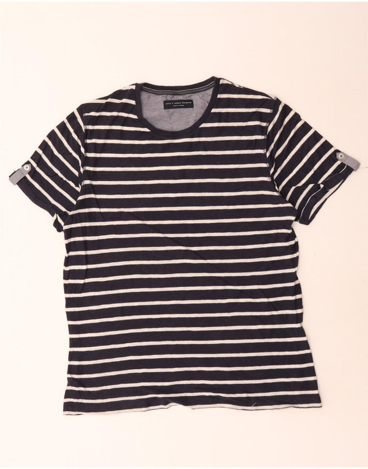 Jack & Jones T-Shirt Homme Haut Large Bleu Marine Rayé