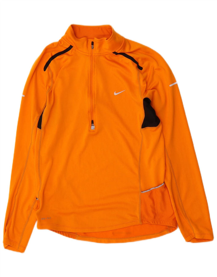 Haut de survêtement Nike Dri Fit Zip Neck pour homme, color block, orange moyen