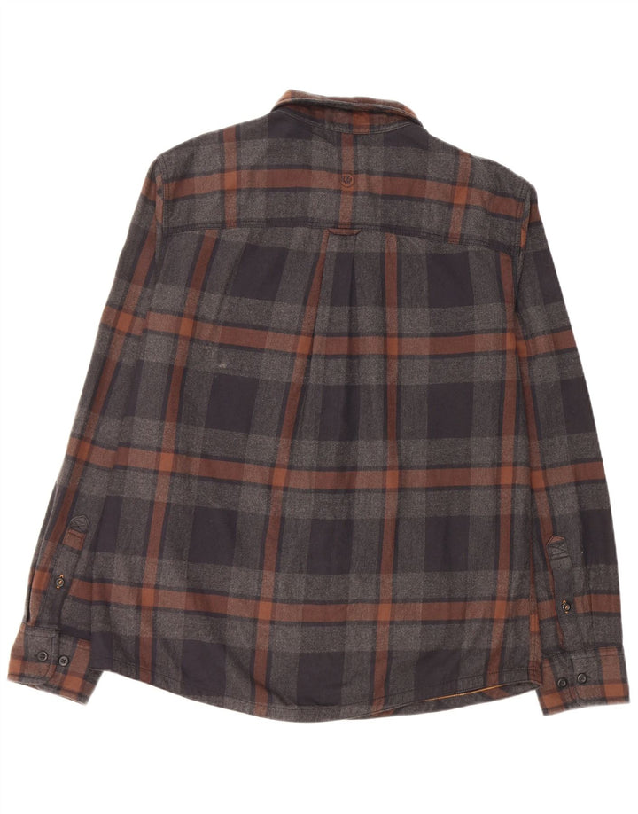 Fat Face Chemise en flanelle pour homme Grand coton à carreaux gris