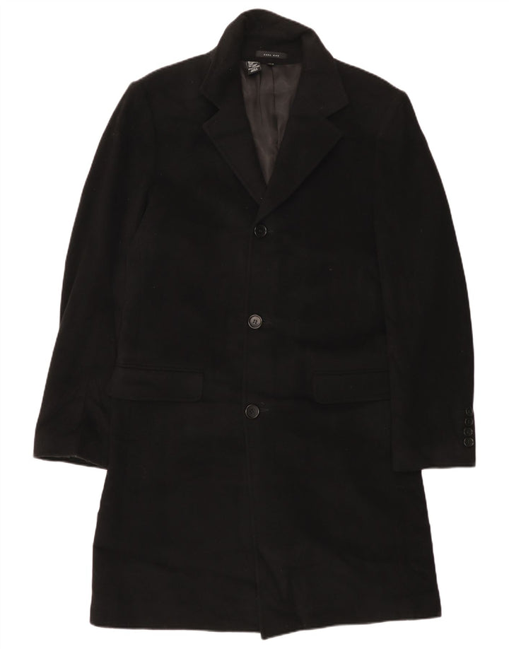 Zara Manteau Homme UK 38 Laine Noir Moyen
