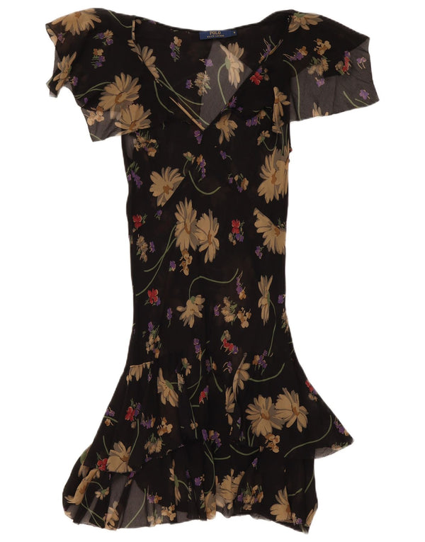 Polo Ralph Lauren Robe asymétrique pour femme US 8 Medium Black Floral