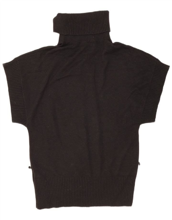 Oasis Pull à manches courtes et col roulé pour femme UK 12 Noir moyen