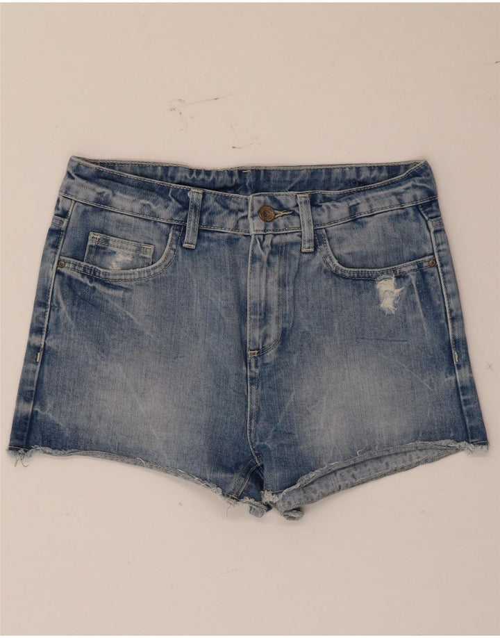 Zara Short en jean vieilli pour femme EU 36 XS W26 Bleu