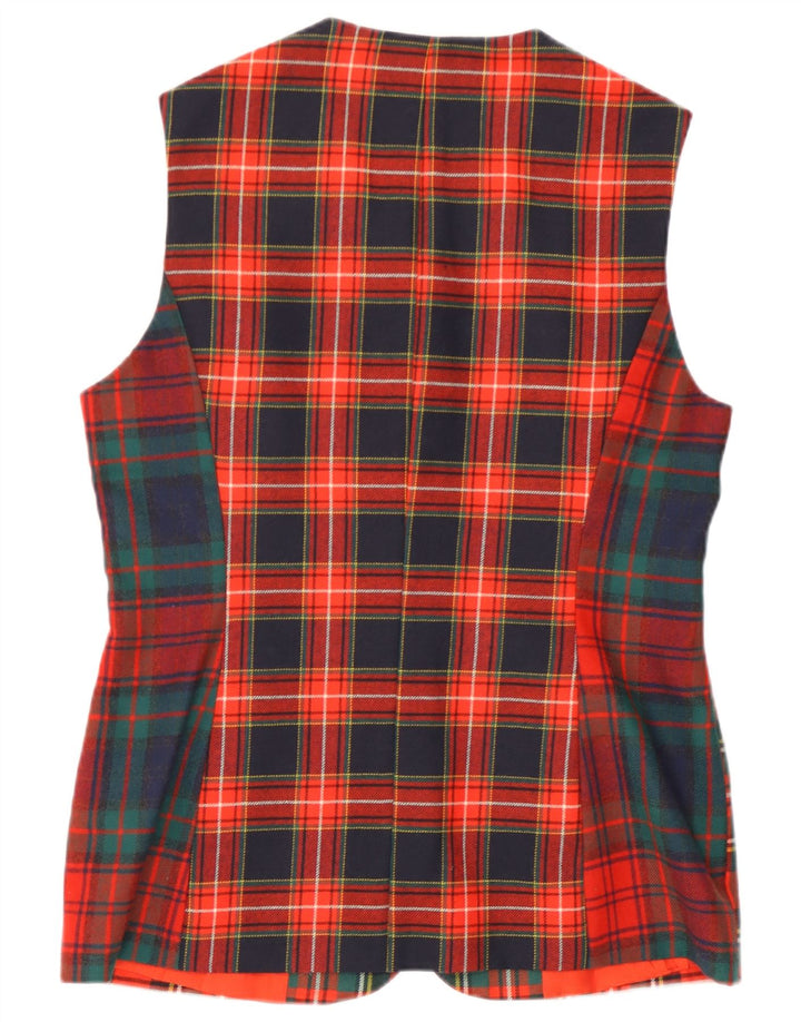 Trussardi Femme Gilet Long IT 46 Grand Carreau Rouge Laine Vierge