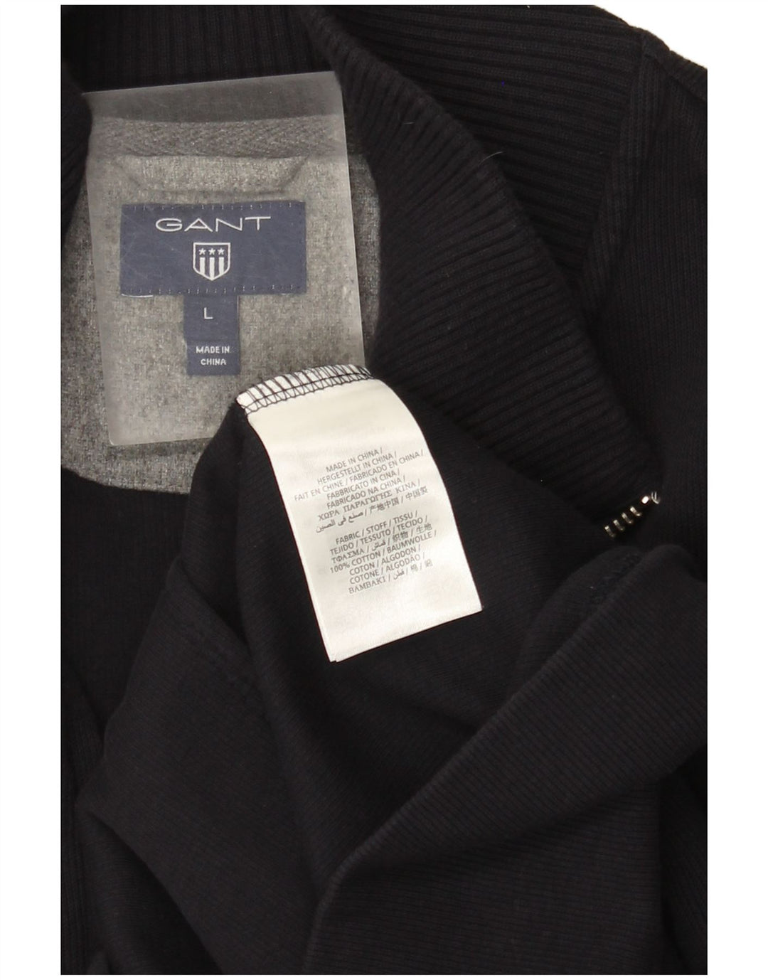 Gant Cardigan entièrement zippé pour homme en coton bleu marine Taille L
