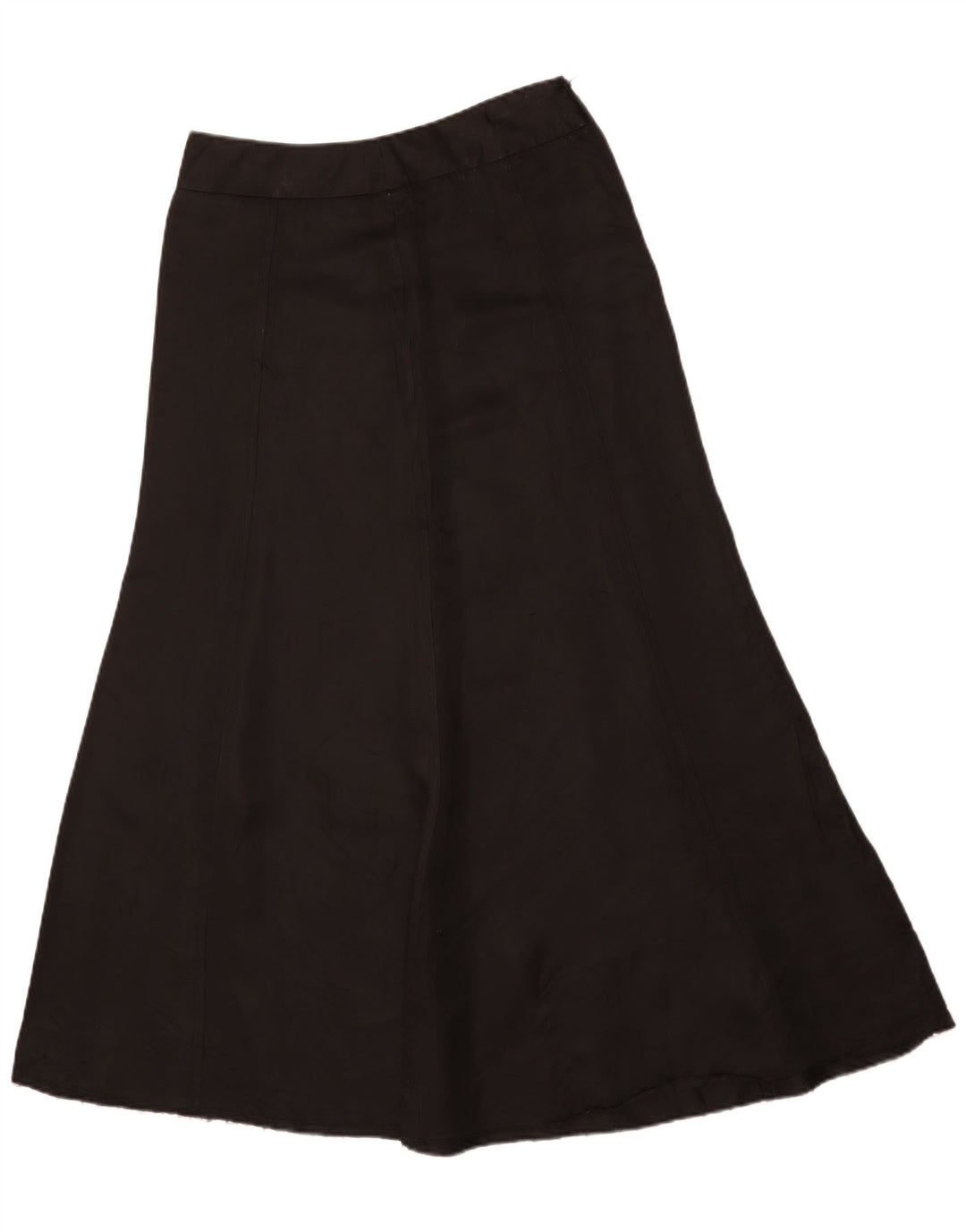 vintage Femme Maxi A-Line Jupe IT 46 Large W32 Noir Soie Classique