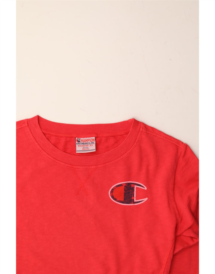 CHAMPION Womens Graphic Sweatshirt Jumper UK 14 Medium Pink Cotton Vintage Champion and Second-Hand Champion from Messina Hembry 