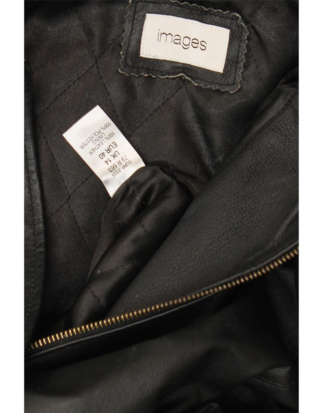 veste en cuir à capuche femme vintage UK 14 Medium Black