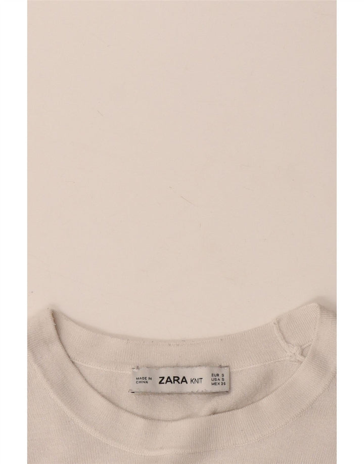 Zara Pull ras du cou pour femme UK 10 Petit Blanc