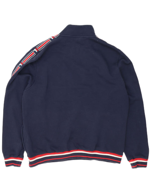 Fila Sweat-shirt graphique à col zippé pour homme 3XL Bleu marine Colourblock
