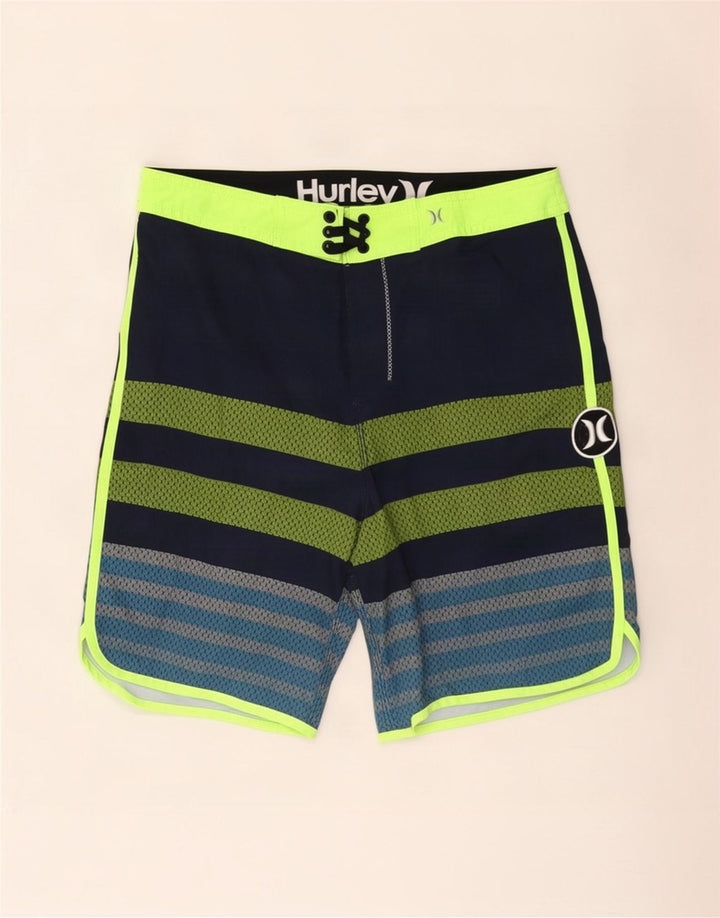 Hurley Short de Bain Homme Rayé Bleu Moyen Polyester