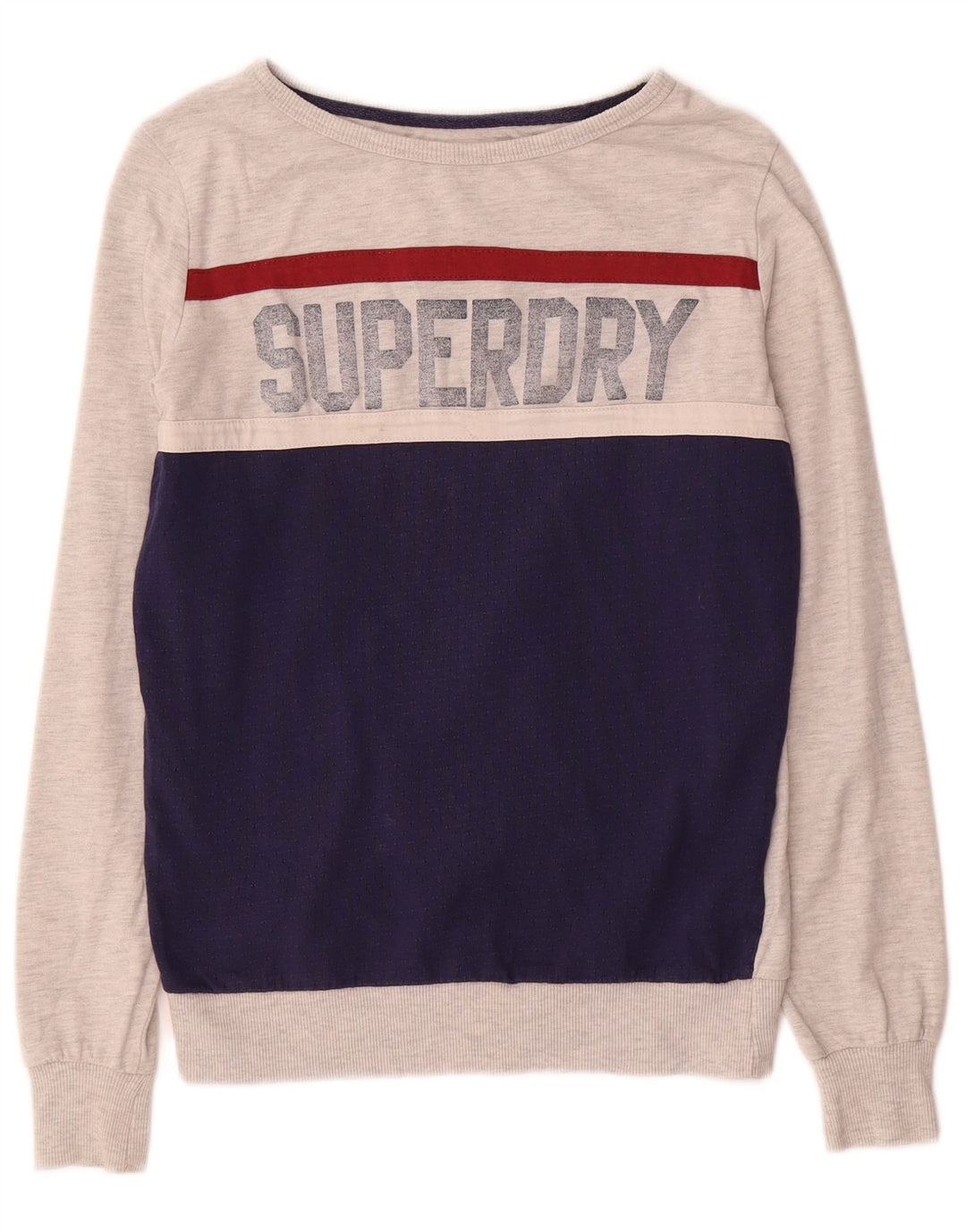 Superdry Sweat-shirt graphique pour femme UK 12 Gris moyen Colourblock