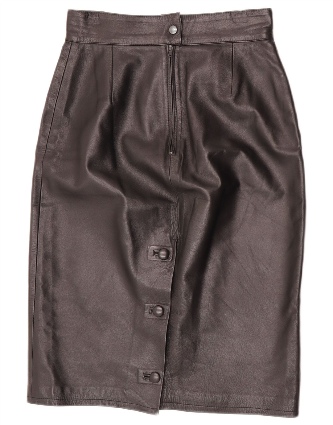 jupe en cuir femme vintage W24 XS Noir