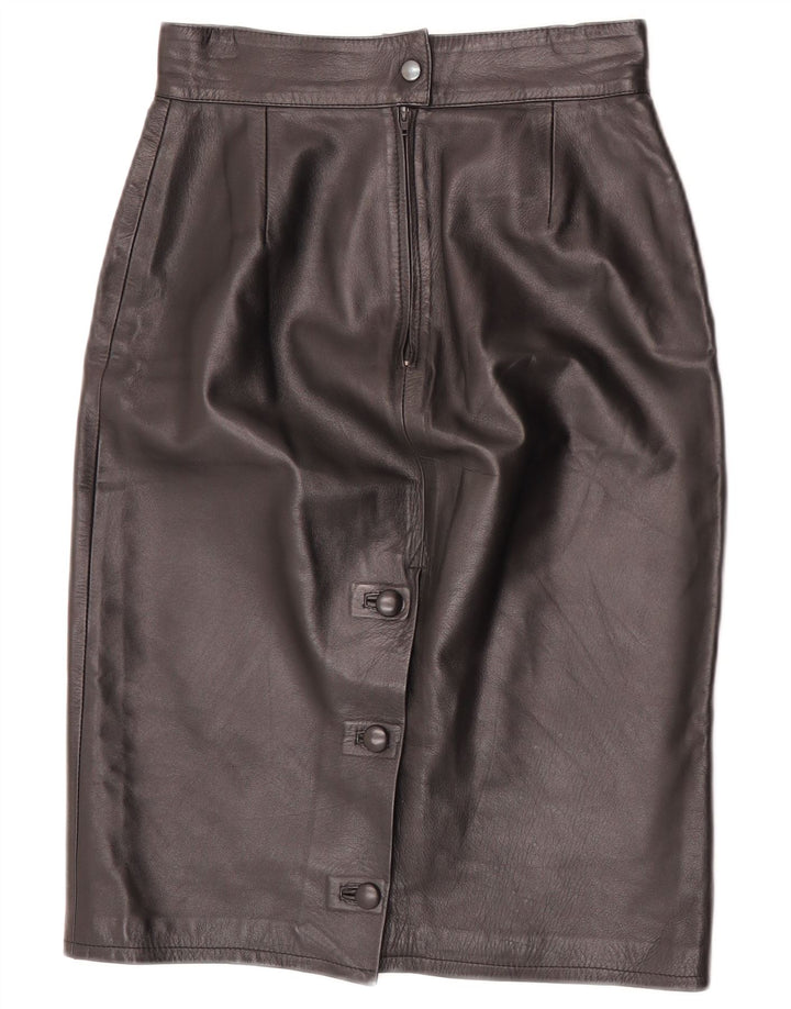 jupe en cuir femme vintage W24 XS Noir