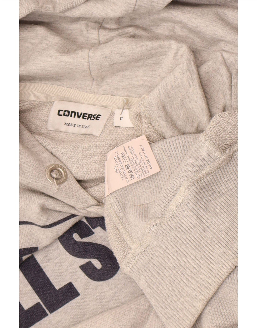 Converse Pull à capuche graphique pour homme en coton gris Taille L