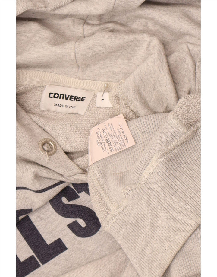 Converse Pull à capuche graphique pour homme en coton gris Taille L