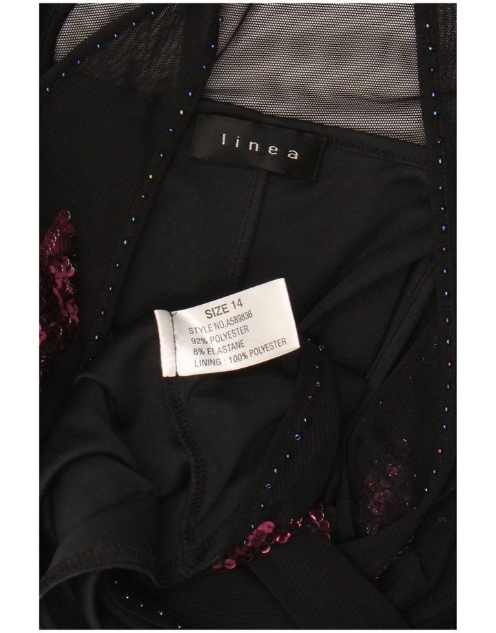 Linea Robe asymétrique sans manches pour femme UK 44 Medium Black Paisley