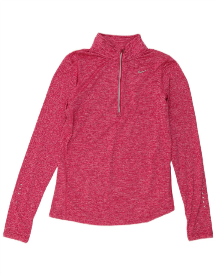 Nike Haut de survêtement à col zippé pour femme UK 10 Petit Rose Polyester