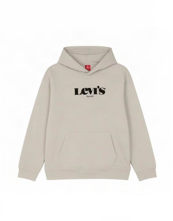 Levi's Pull à capuche graphique surdimensionné pour femme UK 10 Small Blanc Coton