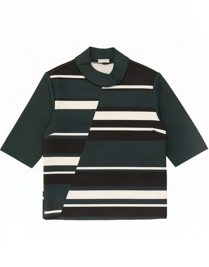 Zara Chemisier Femme Top UK 12 Polyester Colorblock Vert Moyen
