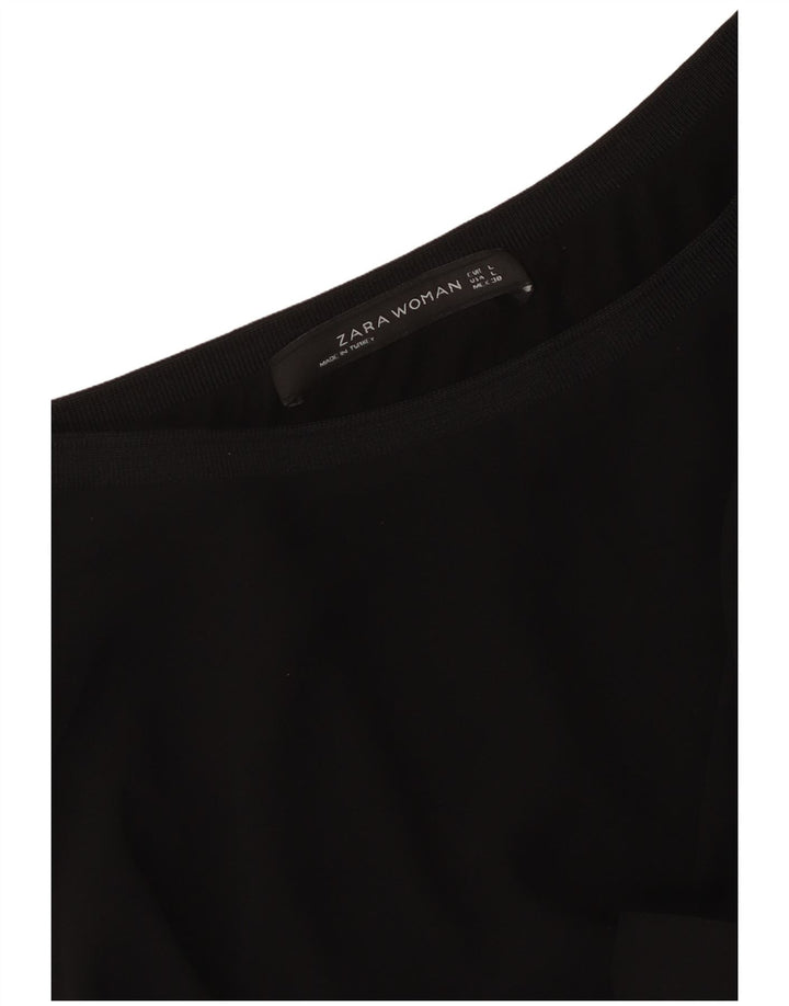 Zara Womens Loose Fit Crop Blouse Top UK 14 Grand Noir Moderne