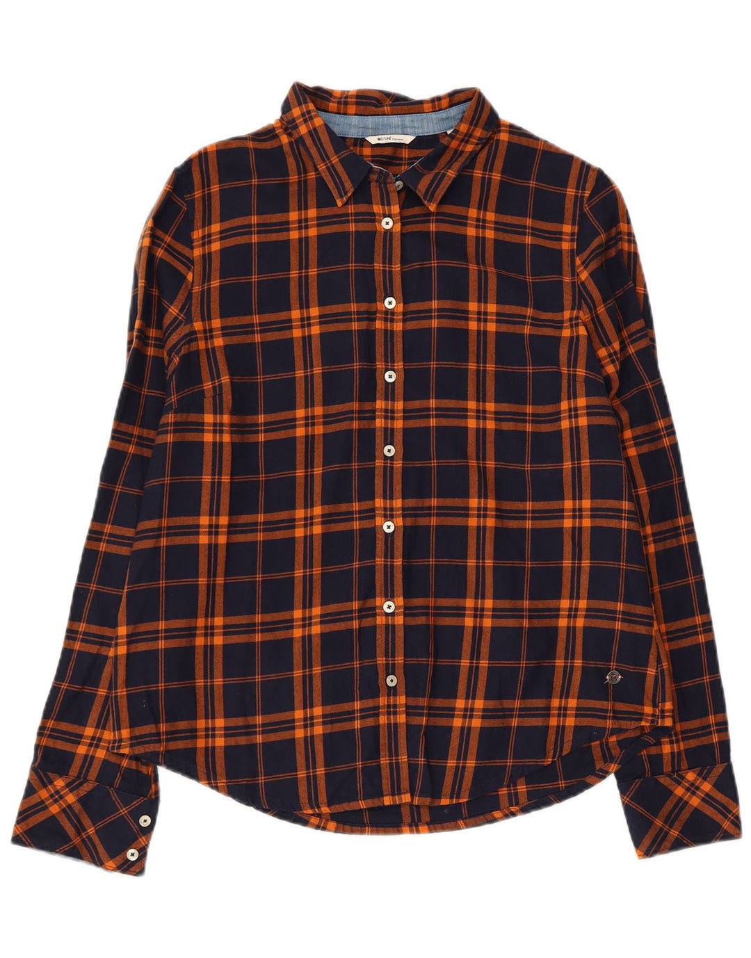 MUSTANG Chemise en flanelle pour femme EU 38 en coton à carreaux bleu marine moyen