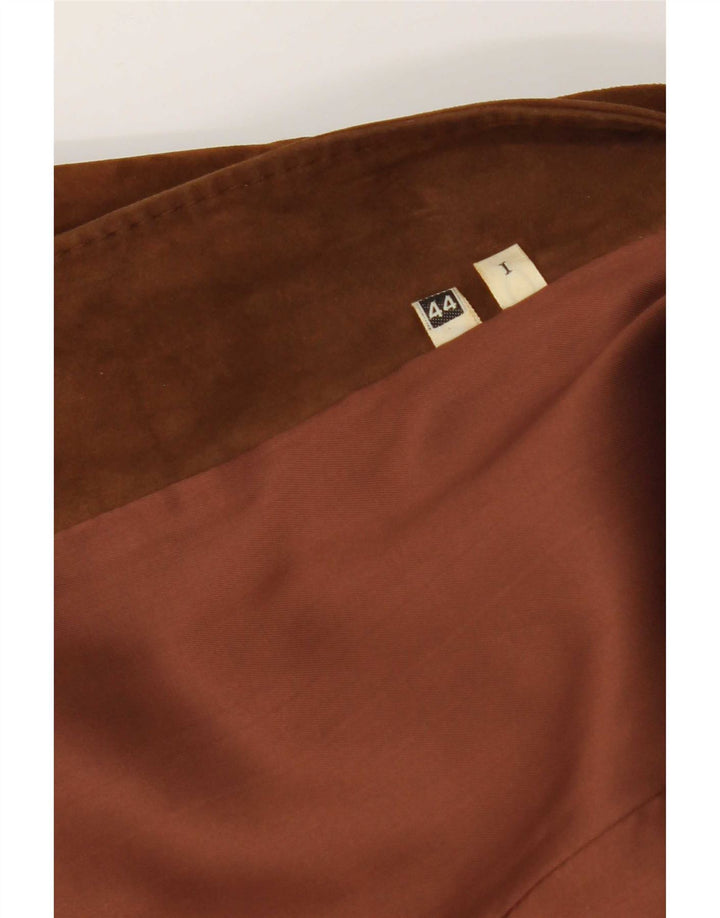 vintage Femme Suède Pardessus IT 44 Cuir Marron Moyen