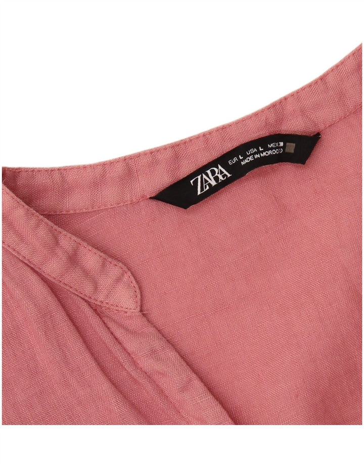 ZARA Chemisier à manches 3/4 pour femme UK 16 Large Rose