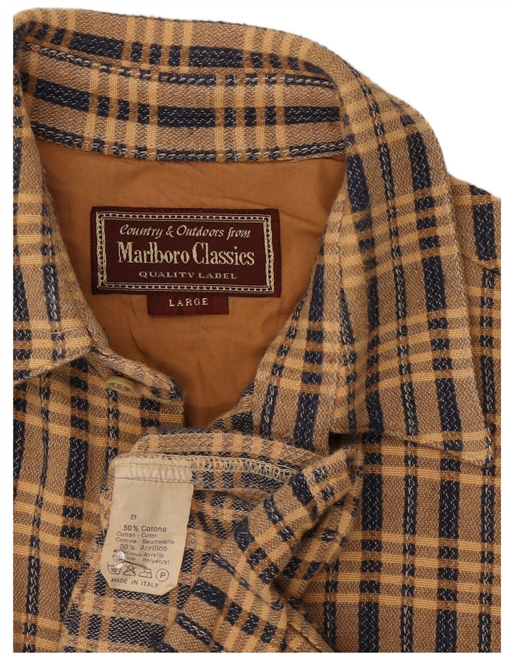 Marlboro Classics Chemise en flanelle pour homme en coton à carreaux beiges