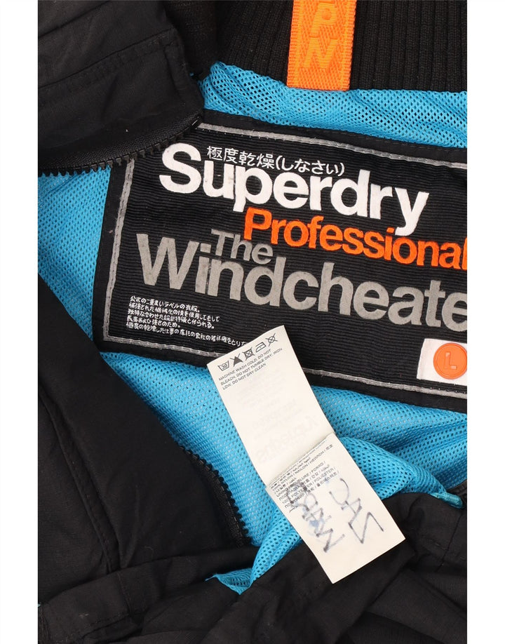 Superdry Veste coupe-vent graphique pour femme UK 16 Large Noir