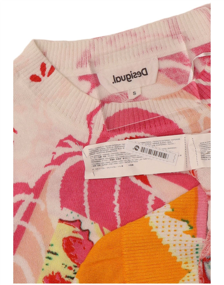 Desigual Pull ras du cou pour femme UK 10 Petit motif floral multicolore
