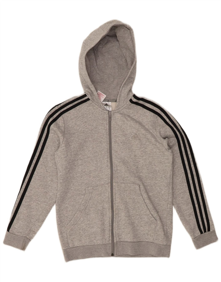 ADIDAS Pull à capuche zippé garçon 11-12 ans Gris Moucheté Coton