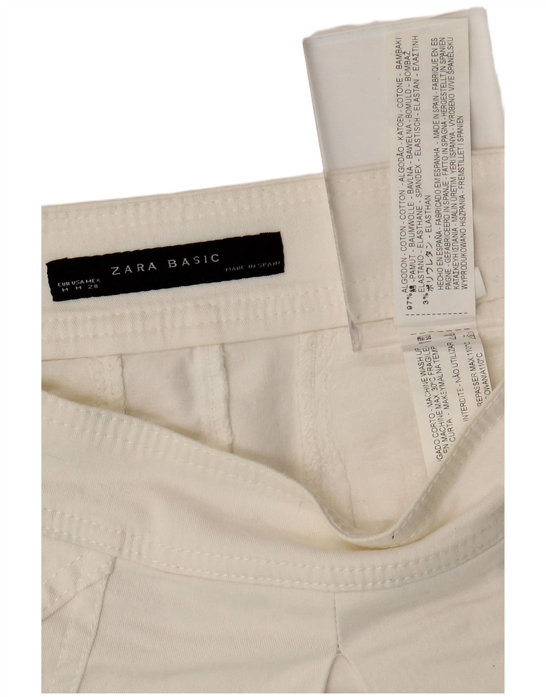 Zara Femme Jupe A-Line Medium W28 Coton Blanc