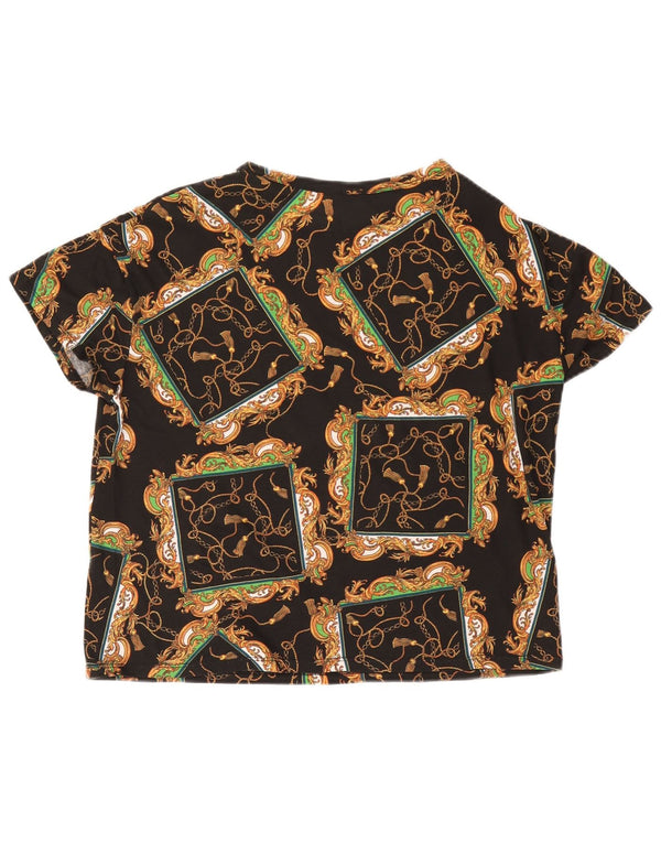 Zara T-shirt surdimensionné pour femme UK 10 Petit motif cachemire noir