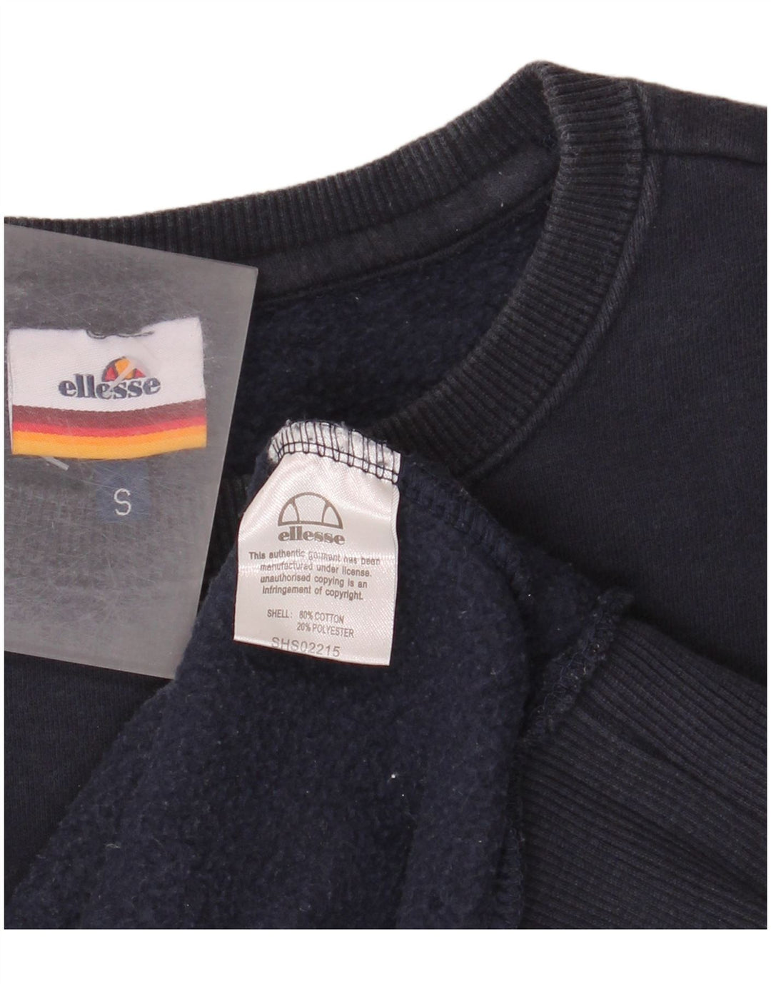Ellesse Homme Sweatshirt Jumper Petit Bleu Marine Coton