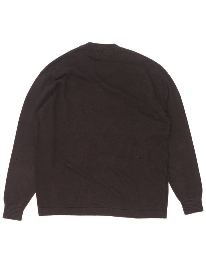 Zara Pull à col rond pour homme Petit coton noir